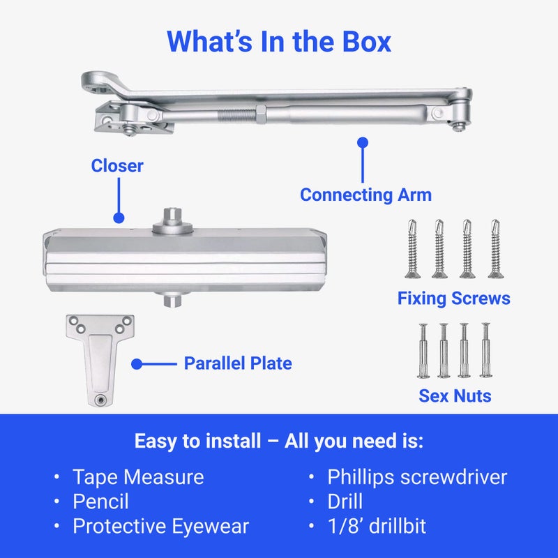 FORTSTRONG Commercial Door Closer Heavy Duty (Silver) - Automatic Door Closer - UL Listed Grade 1 ADA Hydraulic Door Closers Commercial Certified - FS-7600 - Image 5
